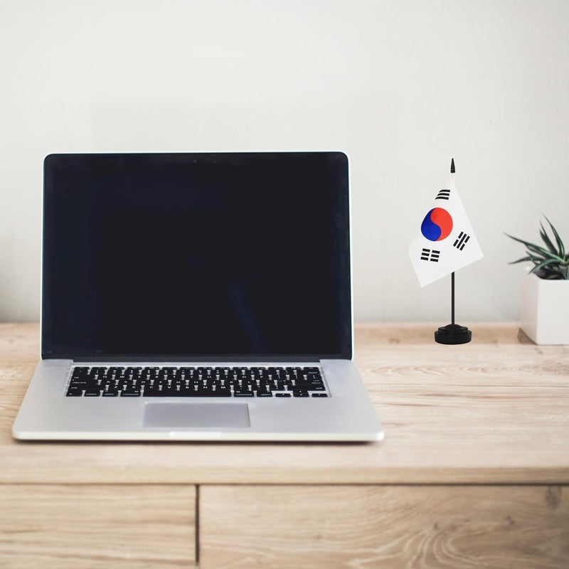 Yamiuo 2 Pack Korea Desk Flag Set, Korean Desktop Small Miniature Table Office Flag with 12" Black Pole and Black Base, Offices, Classroom, Home, Festival Decoration (Korea) - Image 5